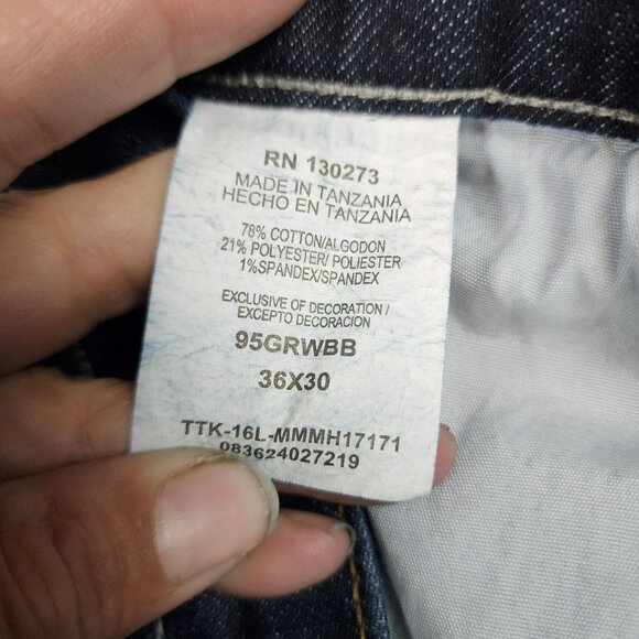 Wrangler Jeans Mens 36x30 Blue Straight Leg Mid Rise Stretch - Picture 11 of 12